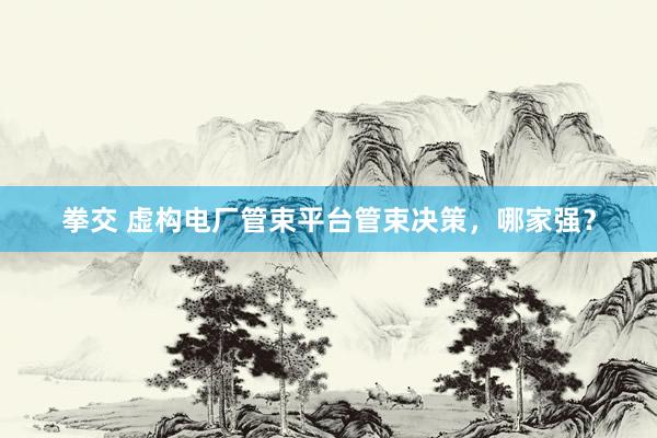 拳交 虚构电厂管束平台管束决策，哪家强？